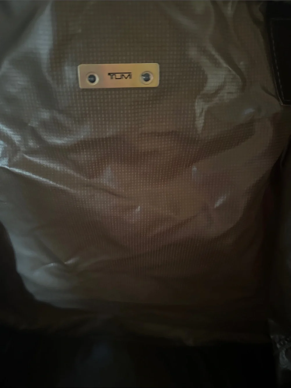 Tumi Olive Fabric and Brown Leather Laptop Bag